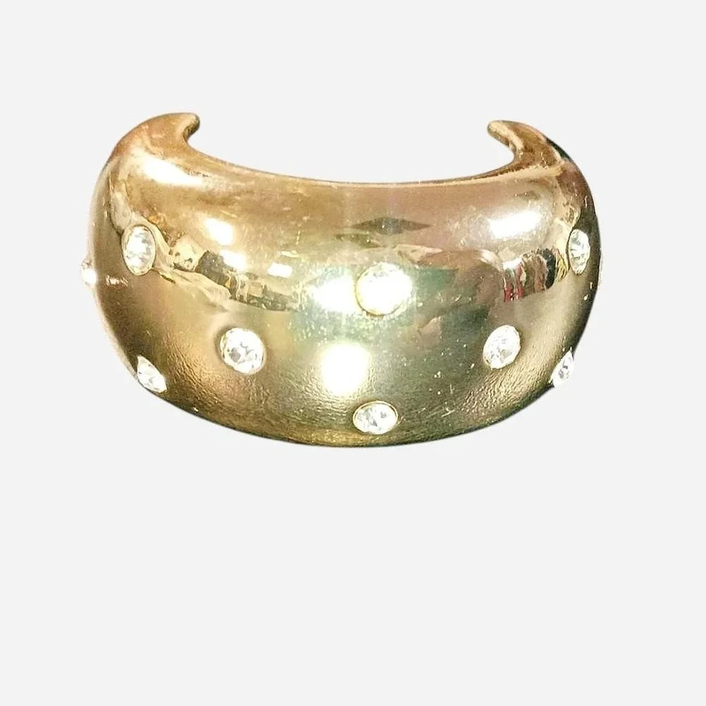 LOFT Gold Cuff Elastic Band Ponytail Holder With Rhinestones New With Tags